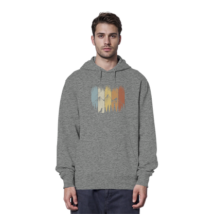 Retro Wald, Berge und Wolf  - Organic Hoodie