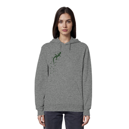 Gecko Eidechse Silhouette dunkel - Organic Hoodie