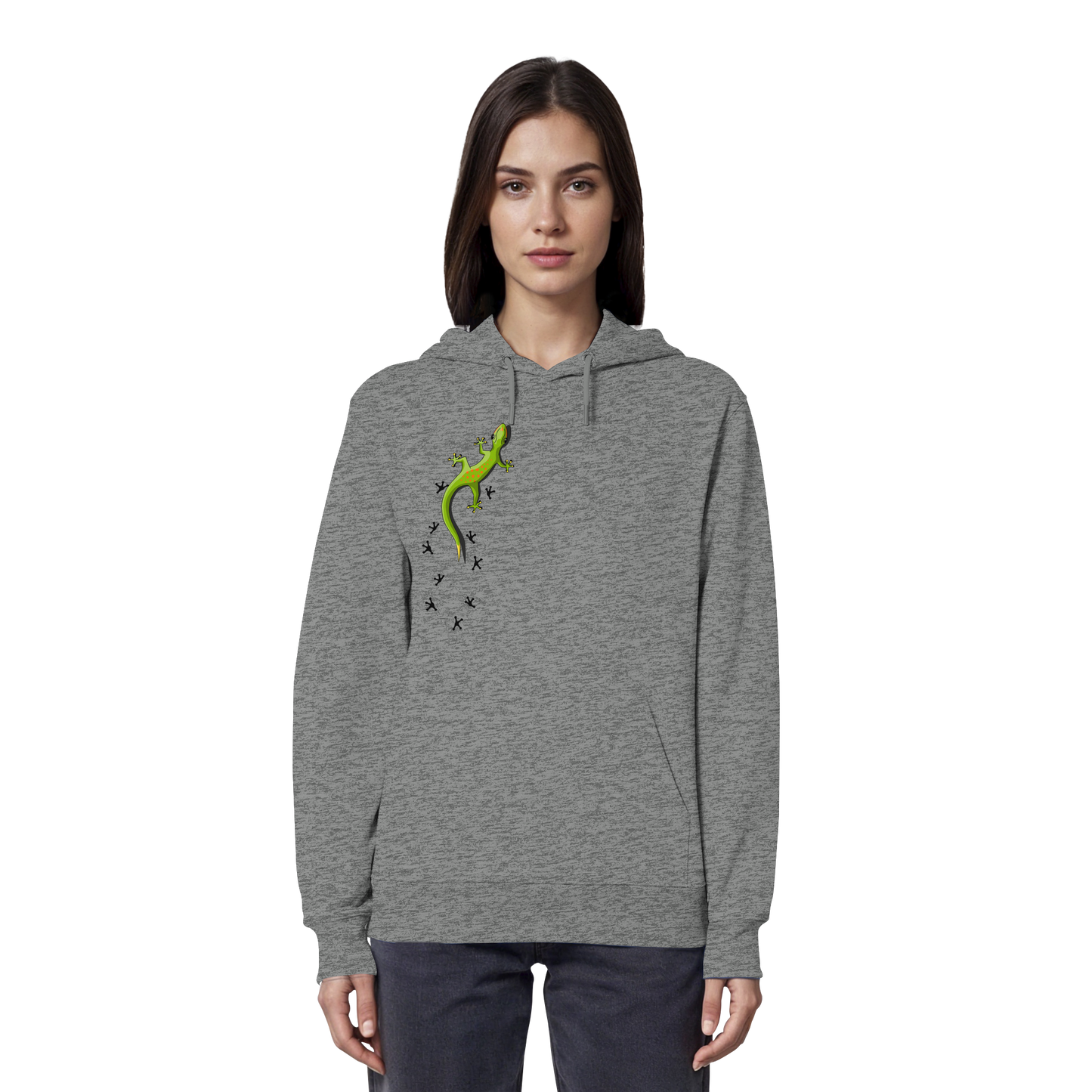 Kletternder Gecko mit Spuren - Organic Hoodie