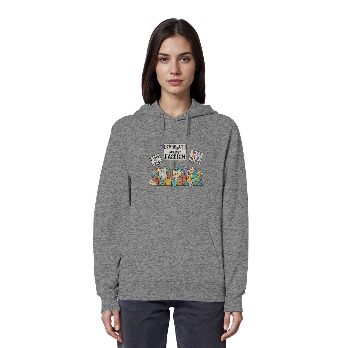 Demo-Katzen gegen Faschismus und für Vielfalt - Organic Hoodie