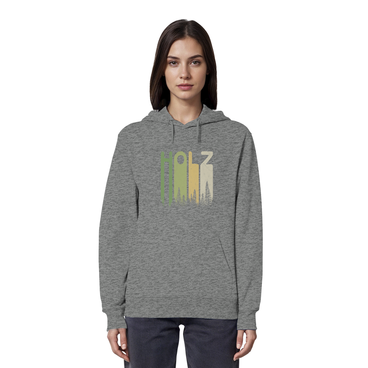 Holz Retro Wald Schriftzug - Organic Hoodie