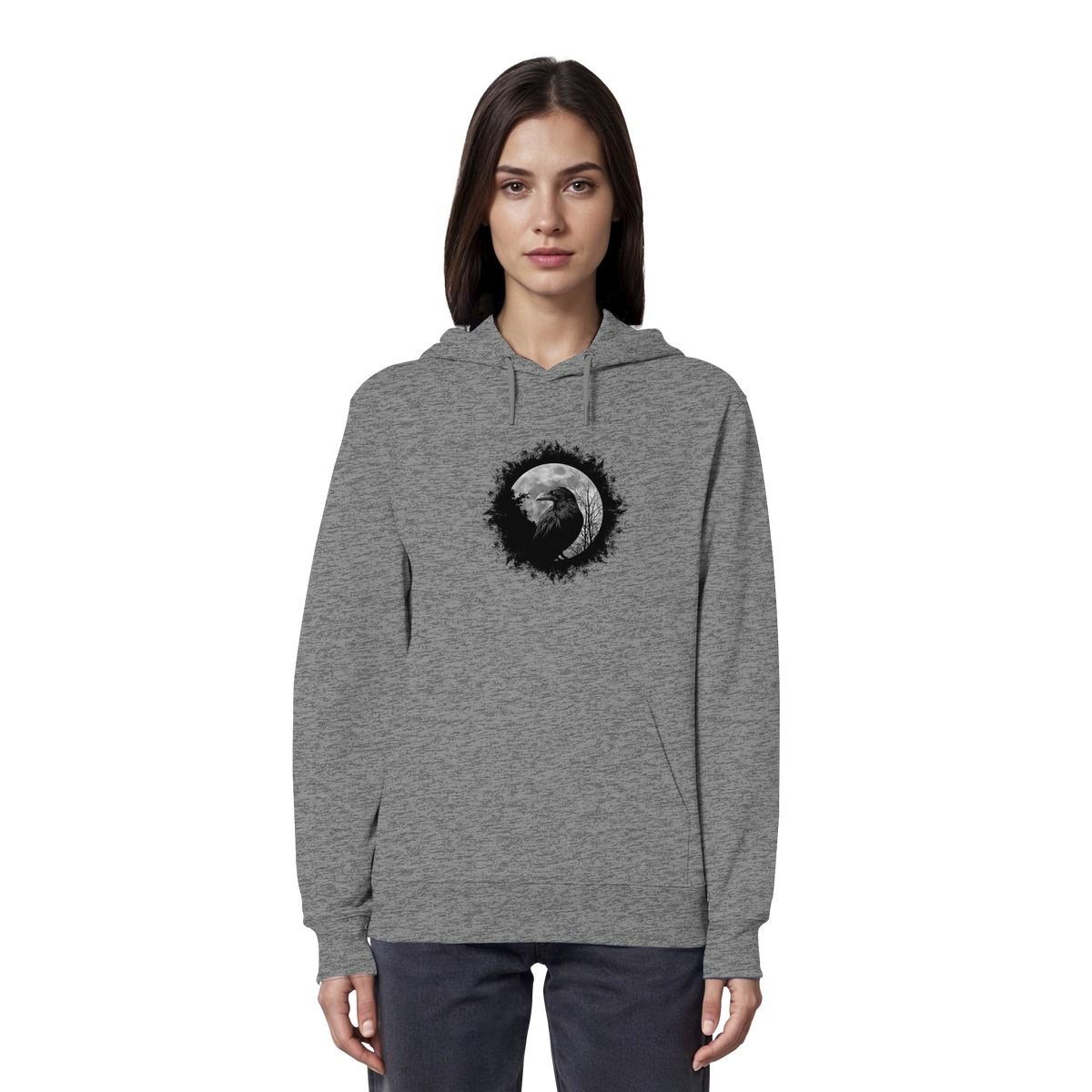 Schwarzer Rabe bei Vollmond  - Organic Hoodie