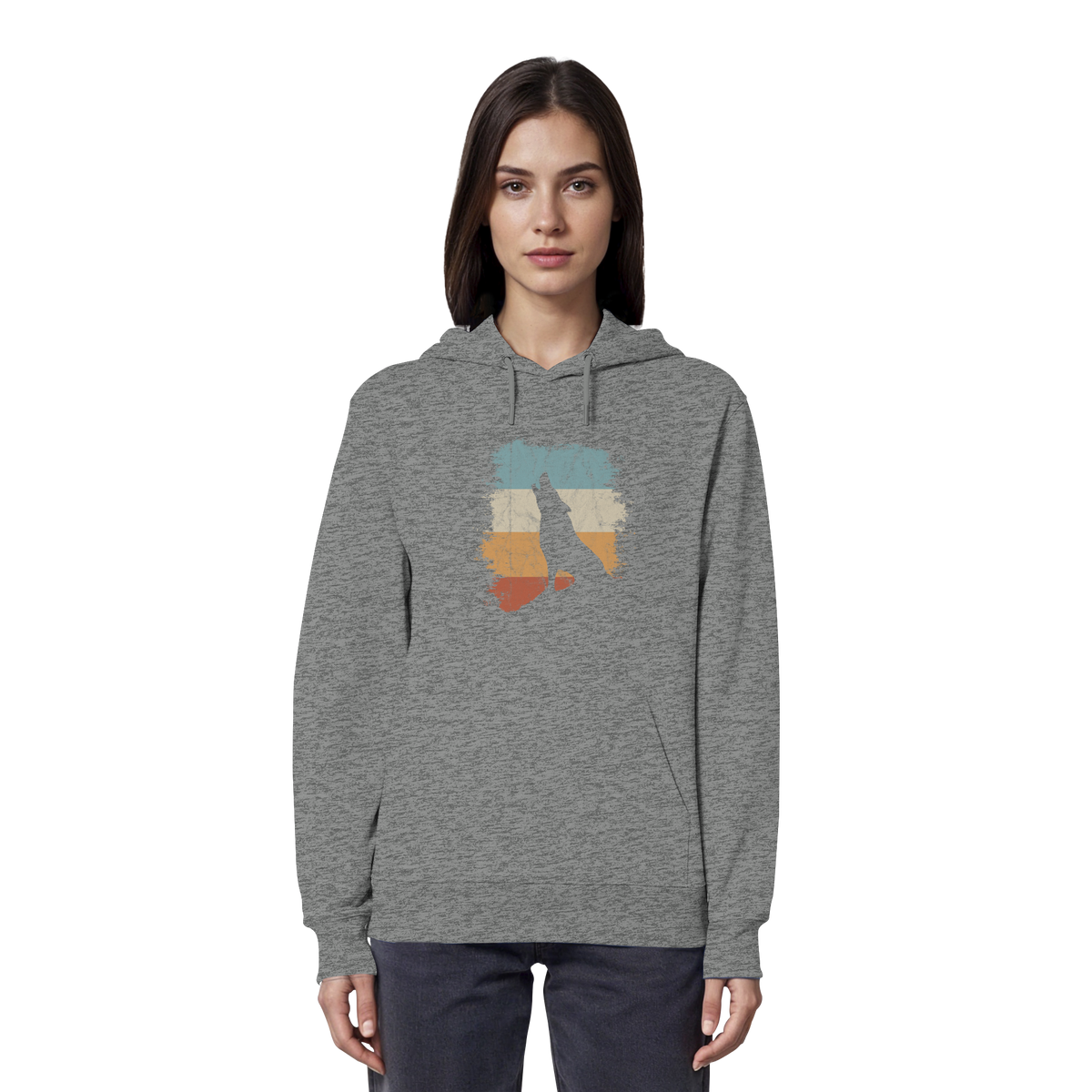 Retro Style lässig heulender Wolf  - Organic Hoodie