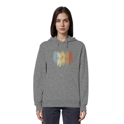 Retro Wald, Berge und Wolf  - Organic Hoodie