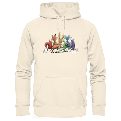 All Colors Matter! Regenbogen Tiere für Vielfalt - Organic Hoodie