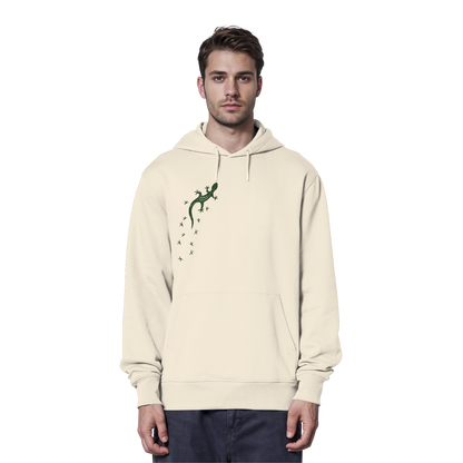 Gecko Eidechse Silhouette dunkel - Organic Hoodie