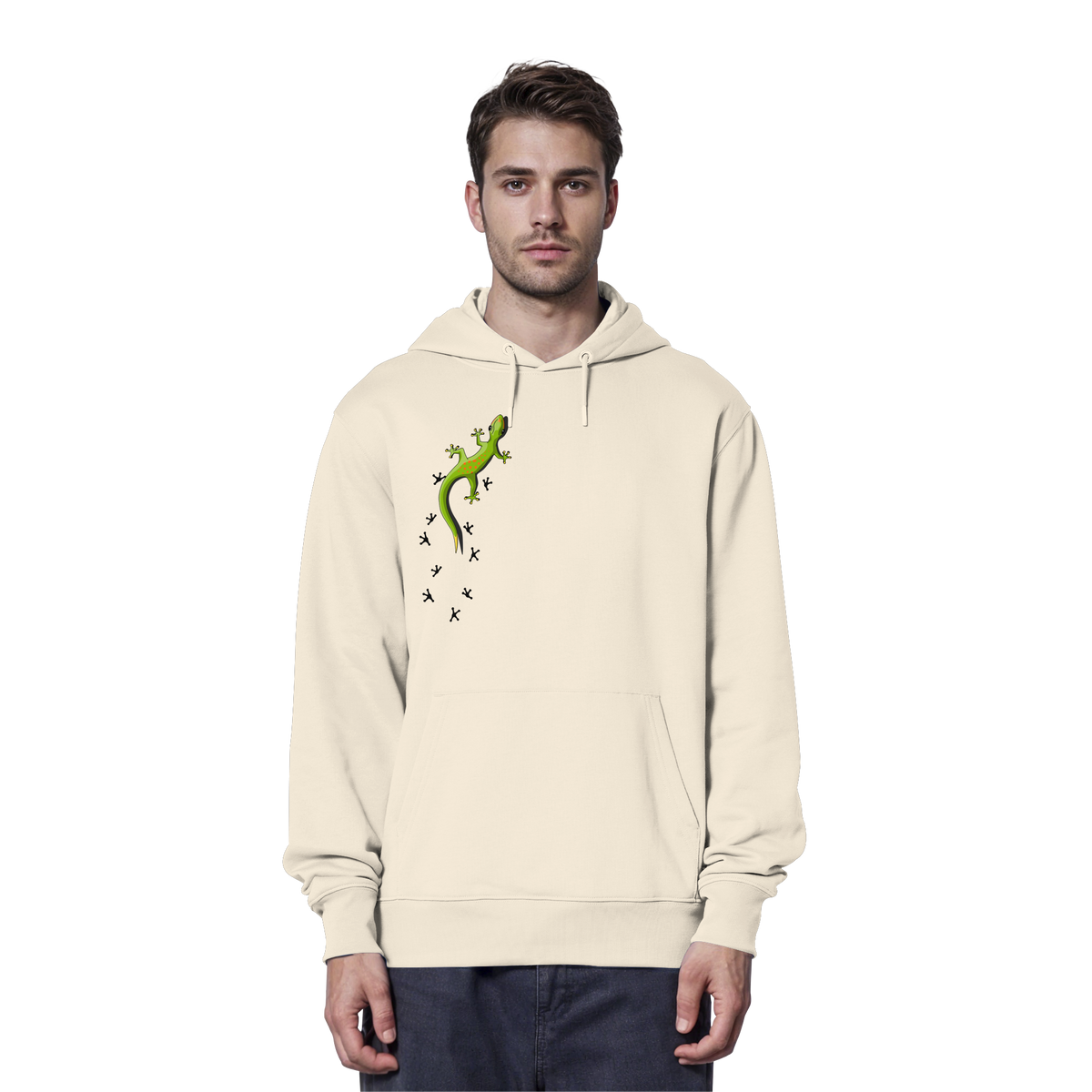 Kletternder Gecko mit Spuren - Organic Hoodie