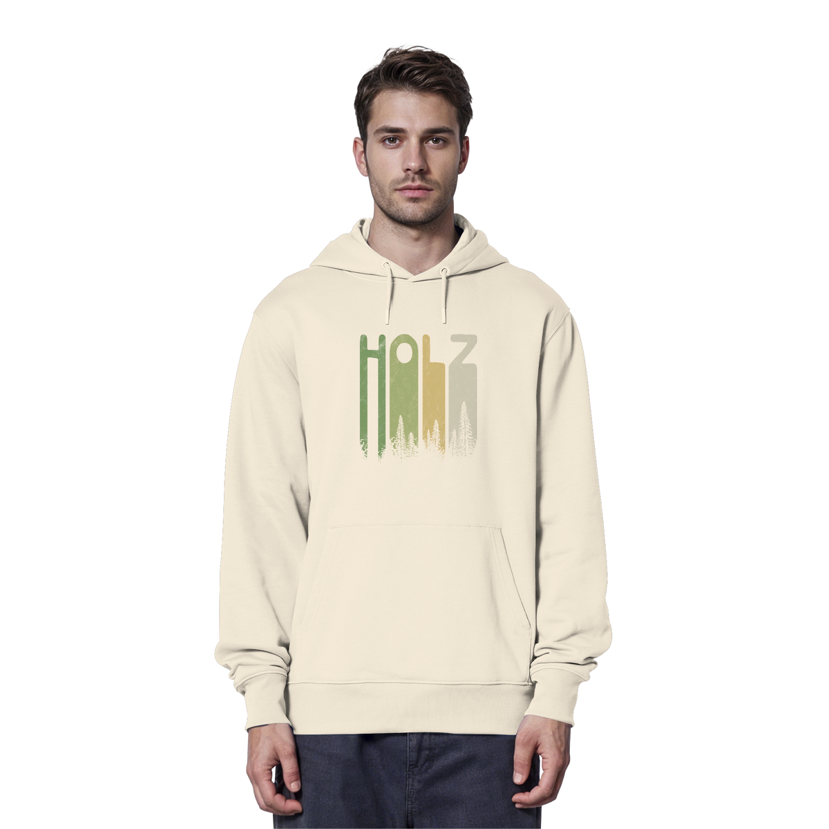 Holz Retro Wald Schriftzug - Organic Hoodie