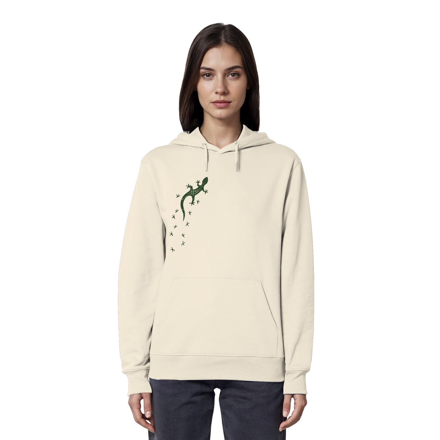 Gecko Eidechse Silhouette dunkel - Organic Hoodie