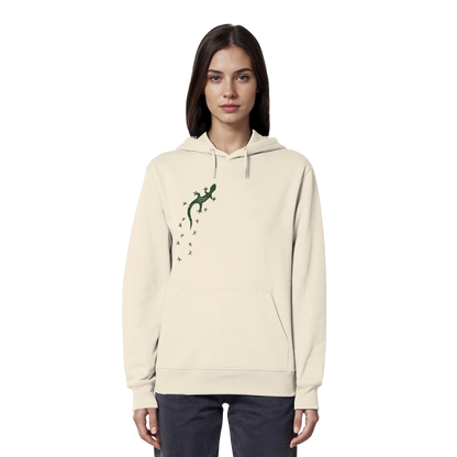 Gecko Eidechse Silhouette dunkel - Organic Hoodie