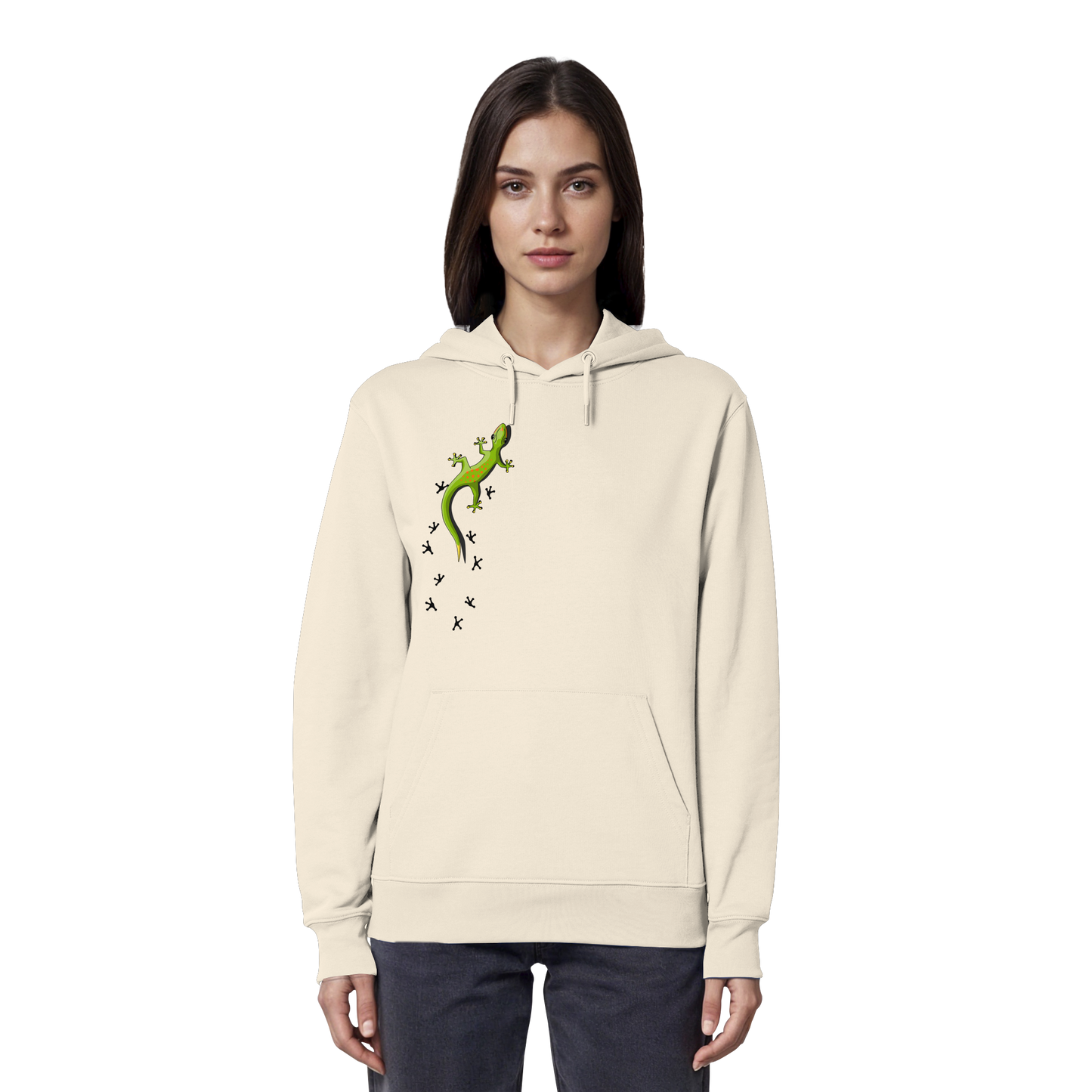 Kletternder Gecko mit Spuren - Organic Hoodie