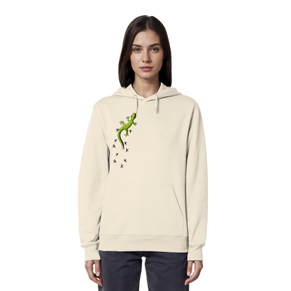 Kletternder Gecko mit Spuren - Organic Hoodie