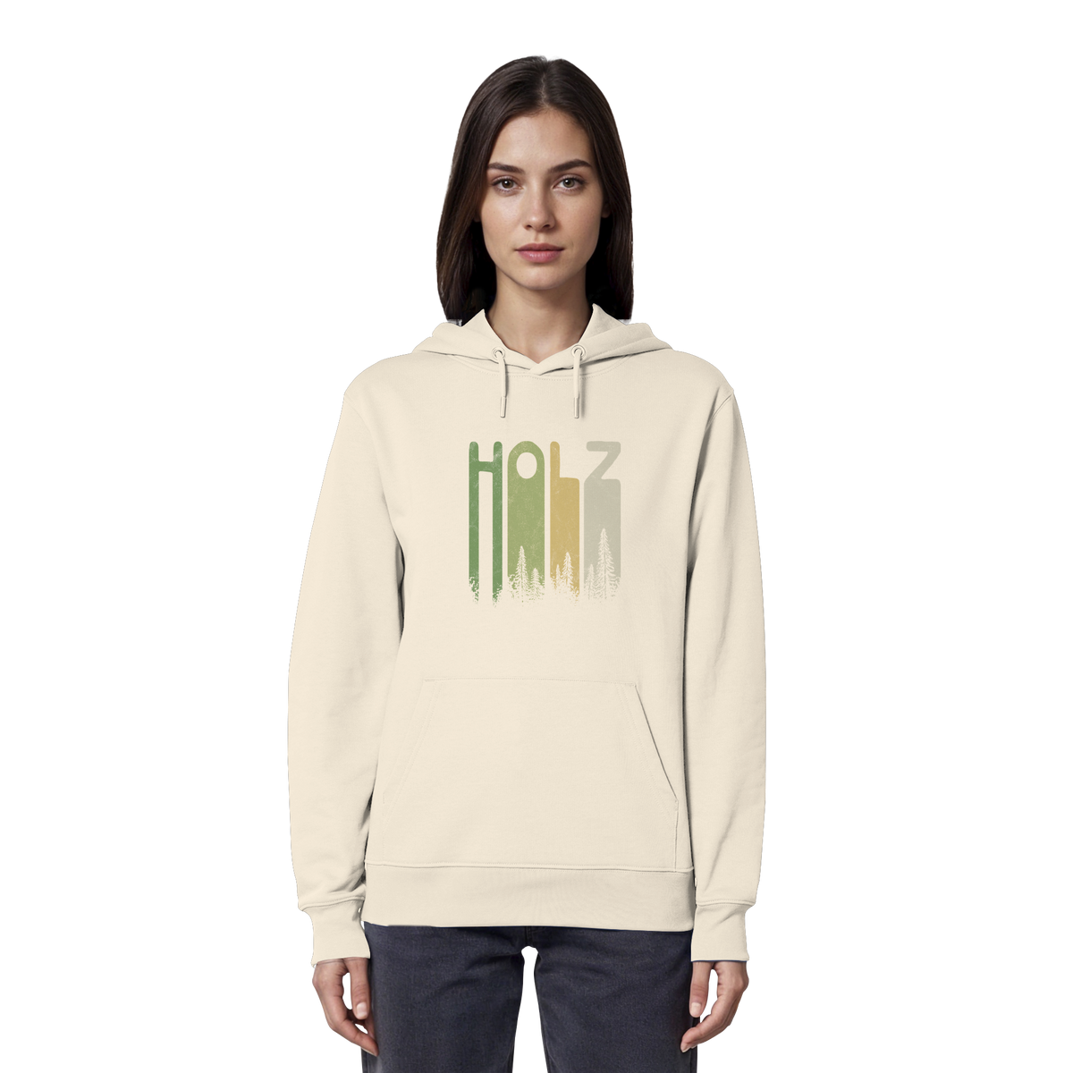 Holz Retro Wald Schriftzug - Organic Hoodie