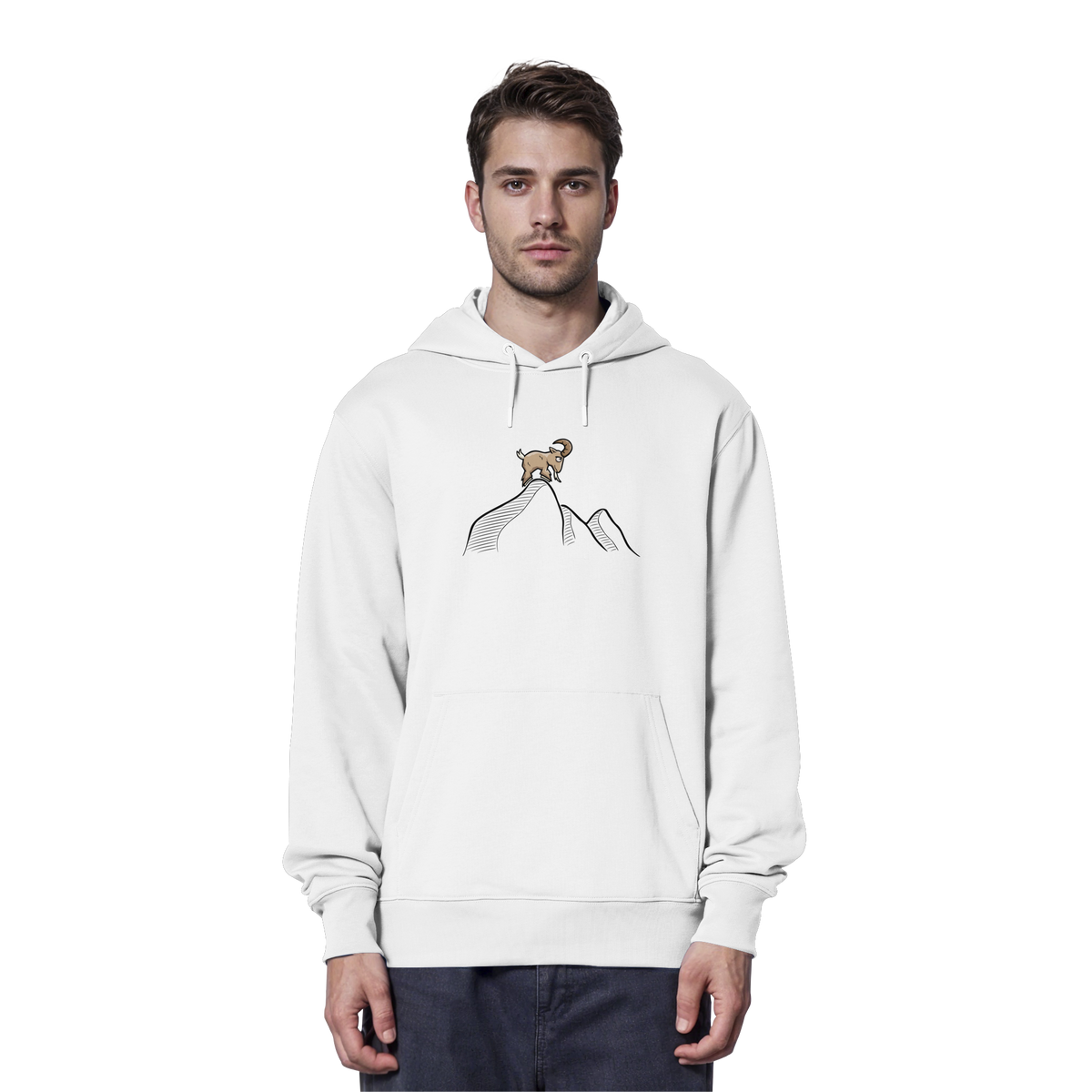 Ziegenbock in den Bergen - Organic Hoodie