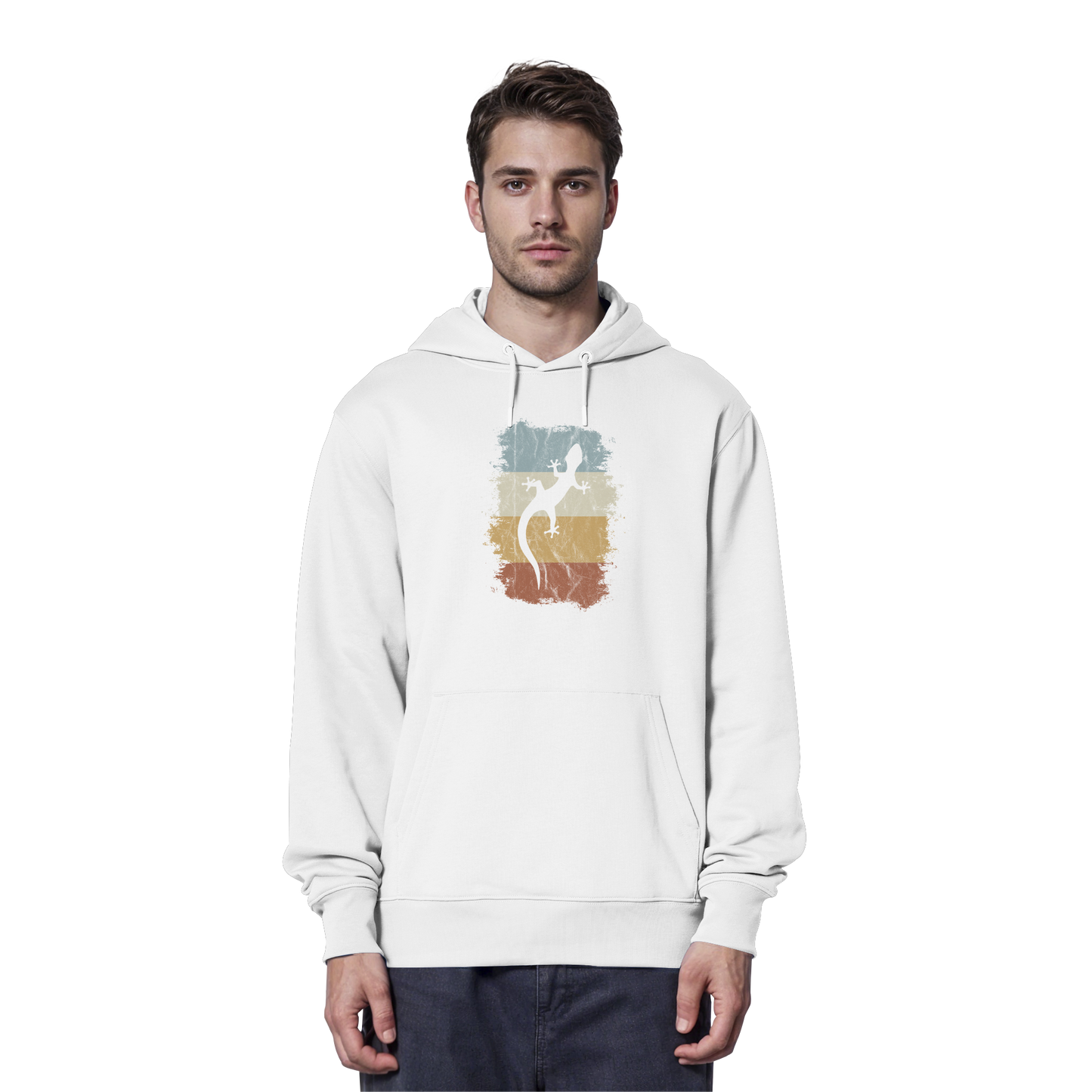 Retro Gecko Salamander Silhouette - Organic Hoodie