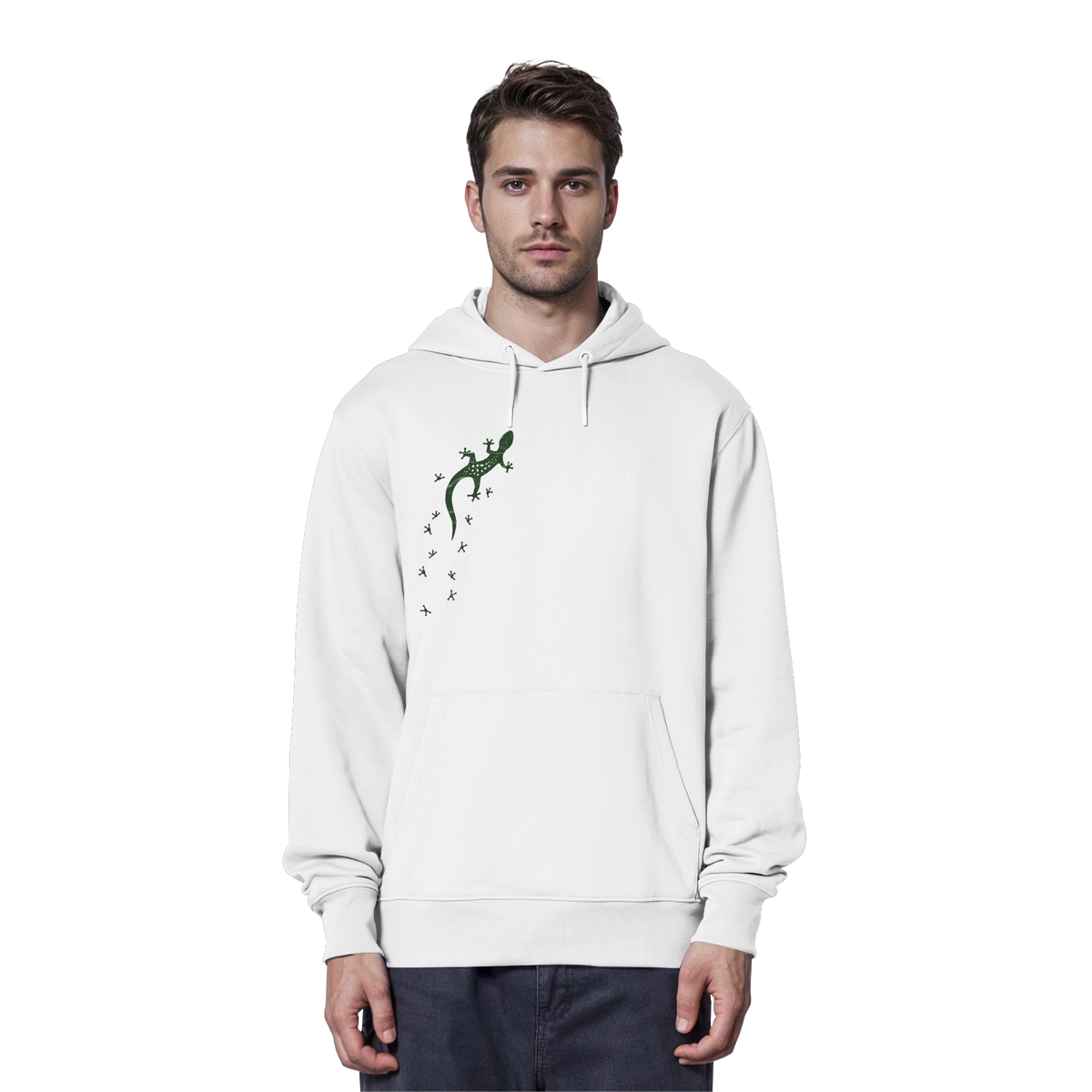 Gecko Eidechse Silhouette dunkel - Organic Hoodie