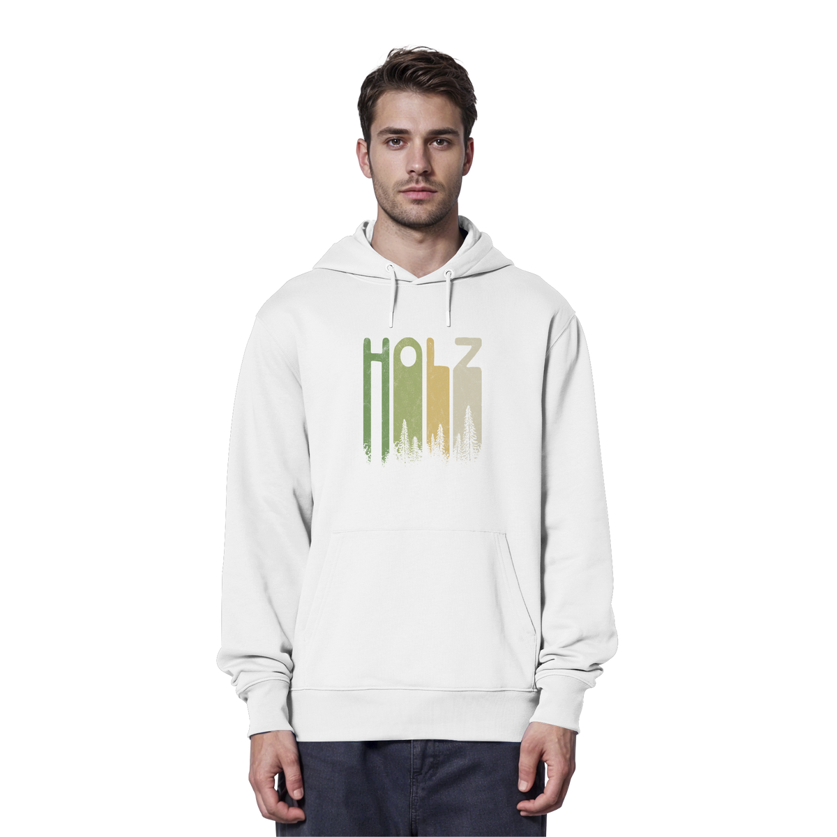 Holz Retro Wald Schriftzug - Organic Hoodie