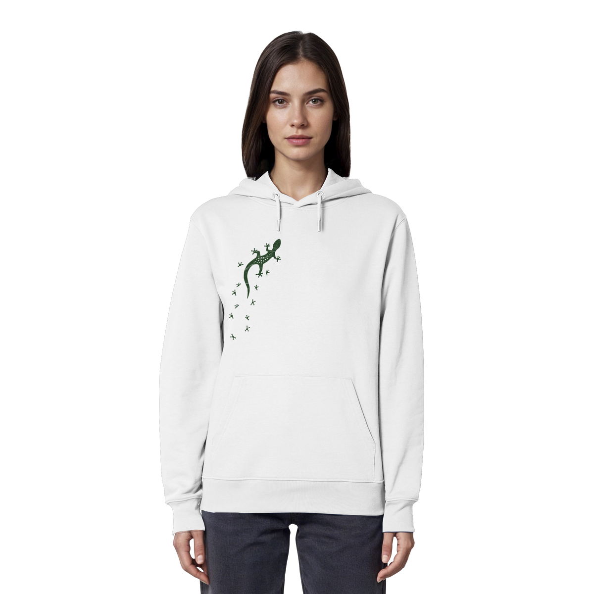 Gecko Eidechse Silhouette dunkel - Organic Hoodie
