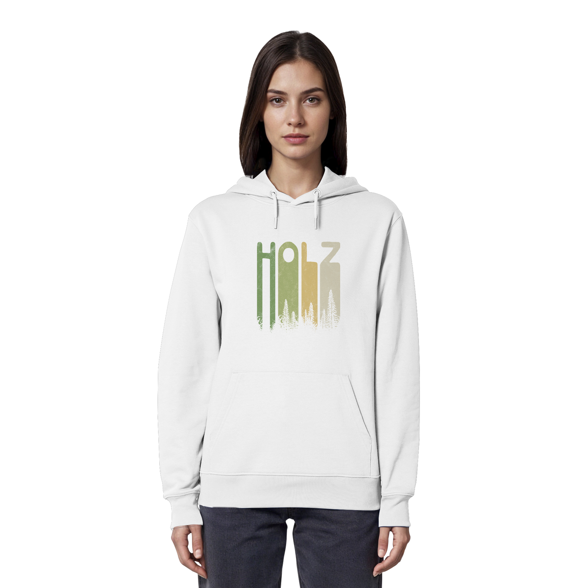 Holz Retro Wald Schriftzug - Organic Hoodie