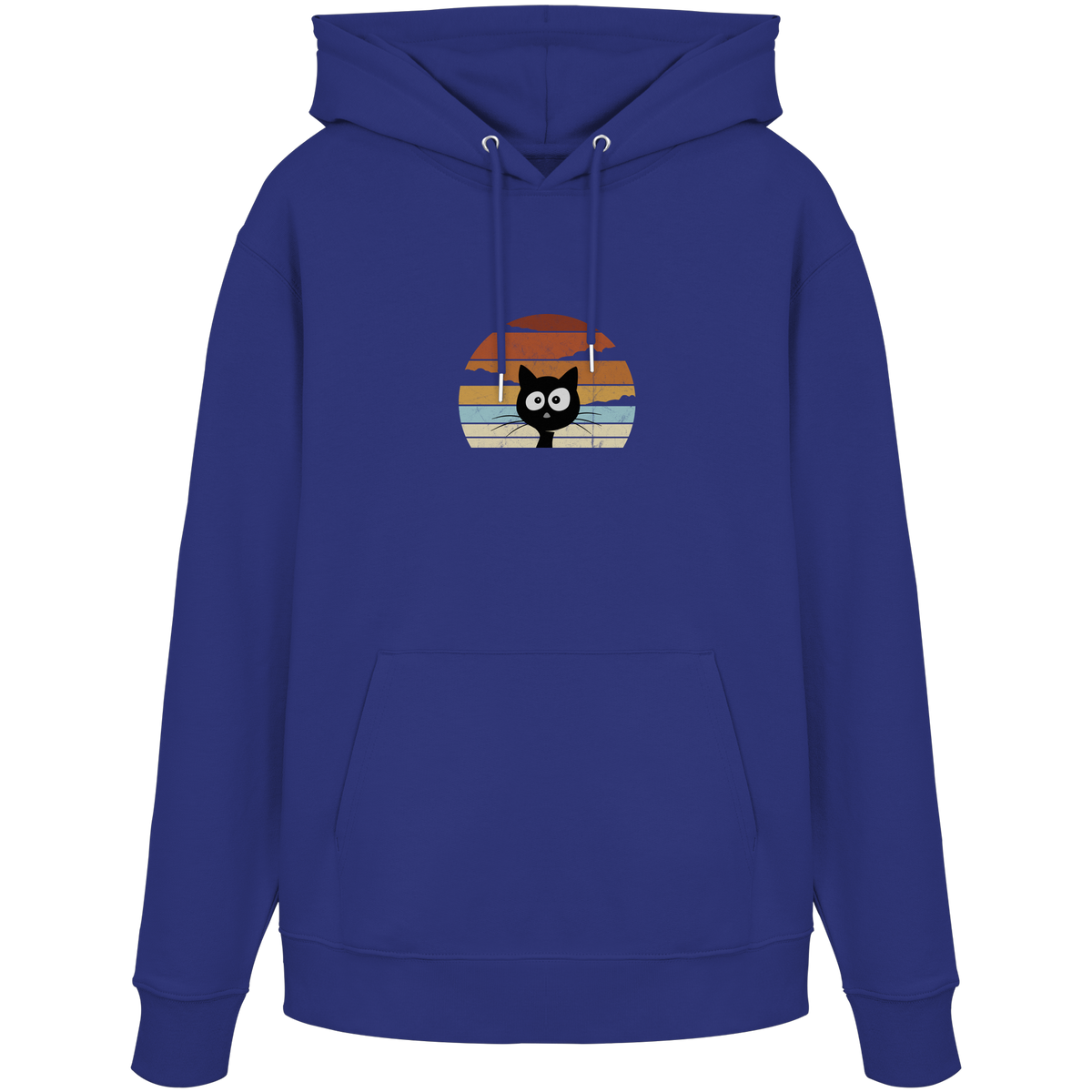 Retro schwarze Katze vor Sonnenuntergang - Organic Hoodie