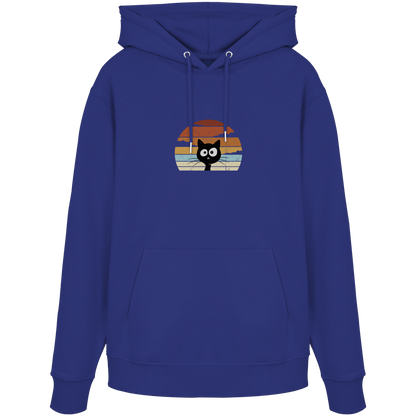 Retro schwarze Katze vor Sonnenuntergang - Organic Hoodie