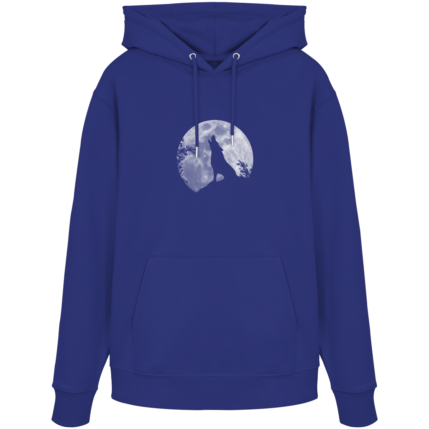 Heulender Wolf Silhouette vor Vollmond - Organic Hoodie