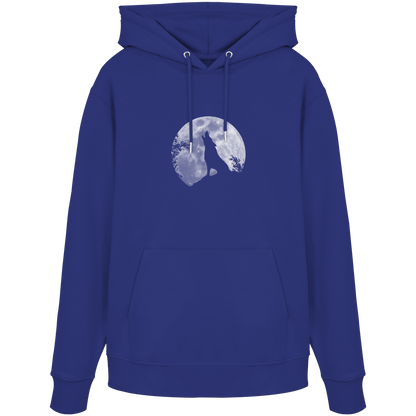 Heulender Wolf Silhouette vor Vollmond - Organic Hoodie