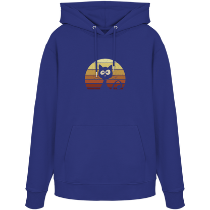 Katze vor Retro Sonnenuntergang - Organic Hoodie