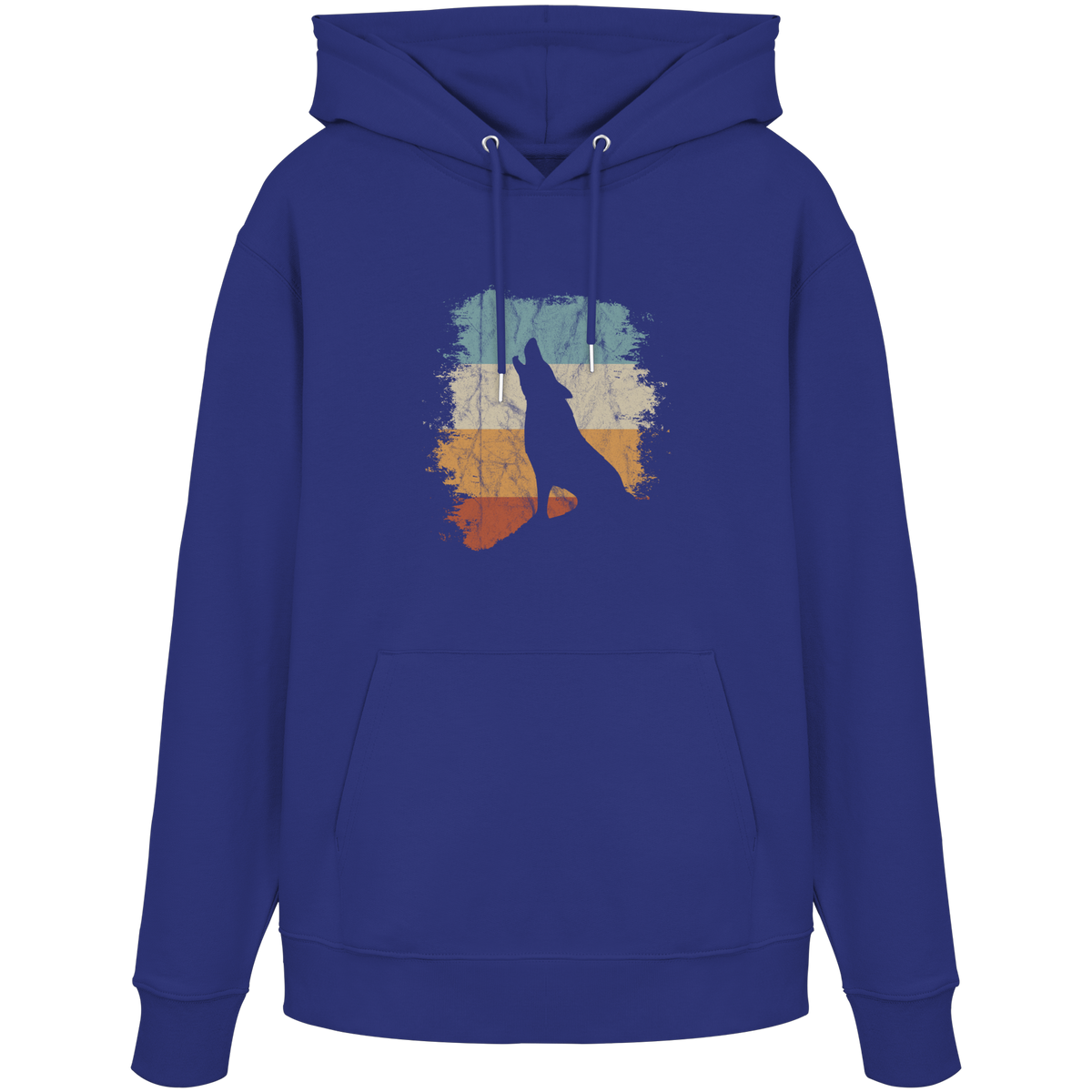 Retro Style lässig heulender Wolf  - Organic Hoodie