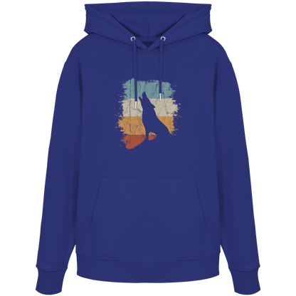 Retro Style lässig heulender Wolf  - Organic Hoodie