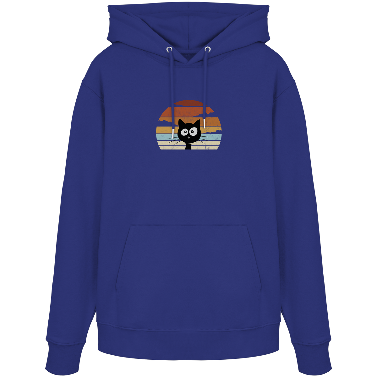 Retro schwarze Katze vor Sonnenuntergang - Organic Hoodie