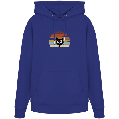 Retro schwarze Katze vor Sonnenuntergang - Organic Hoodie