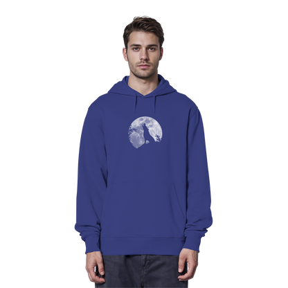 Heulender Wolf Silhouette vor Vollmond - Organic Hoodie