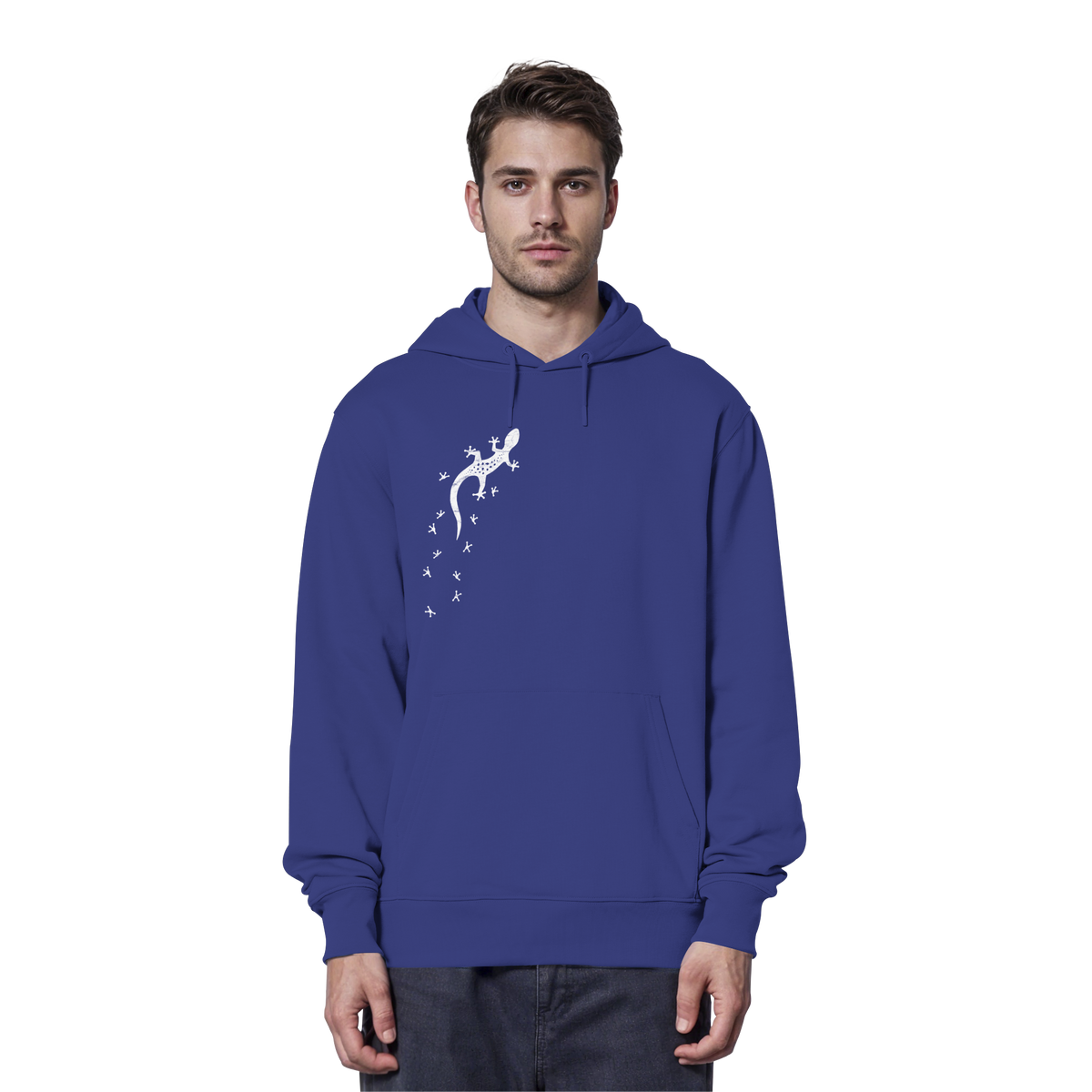 Gecko Eidechse Silhouette hell - Organic Hoodie