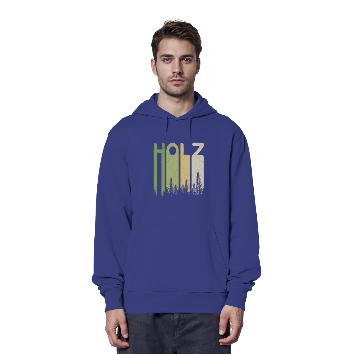 Holz Retro Wald Schriftzug - Organic Hoodie