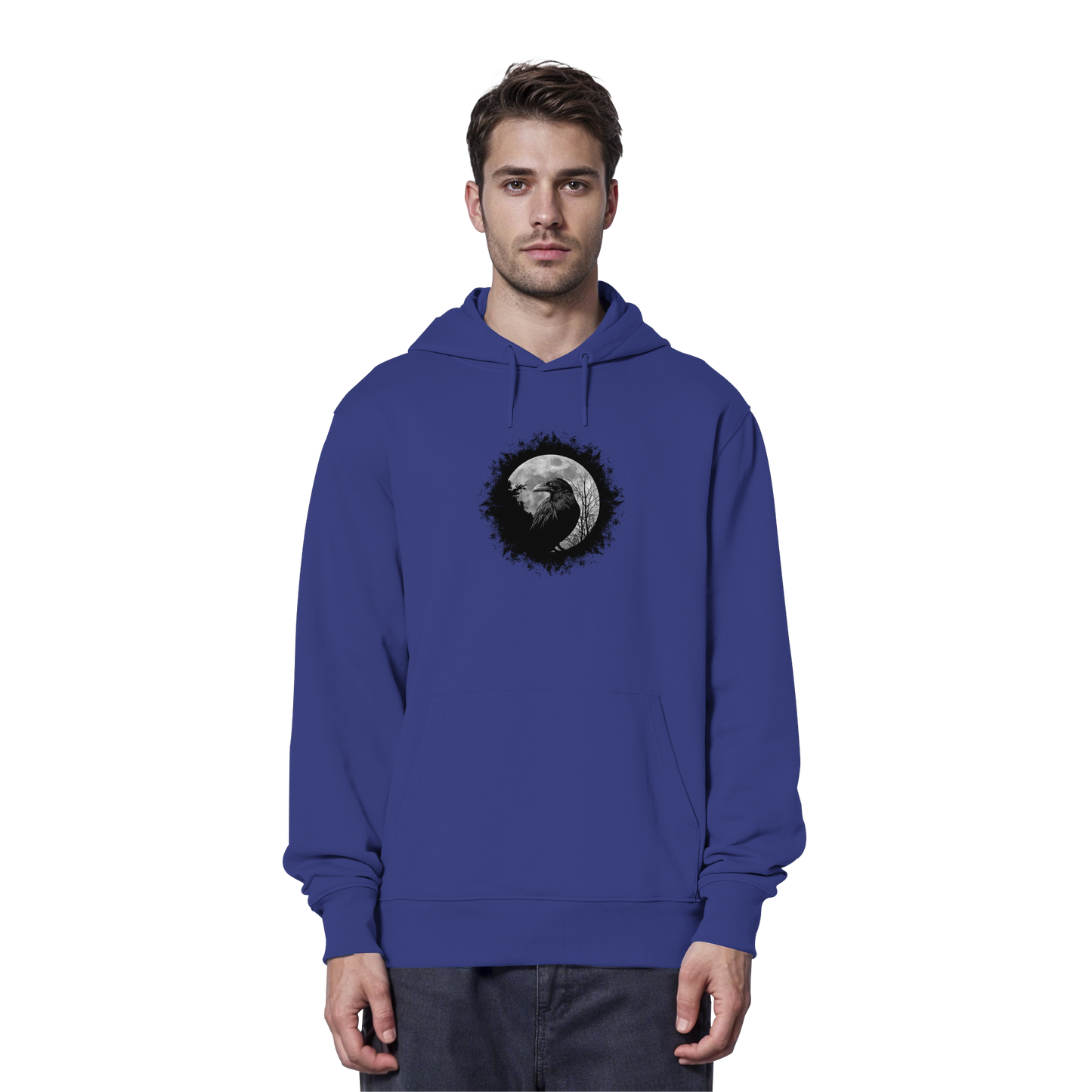 Schwarzer Rabe bei Vollmond  - Organic Hoodie