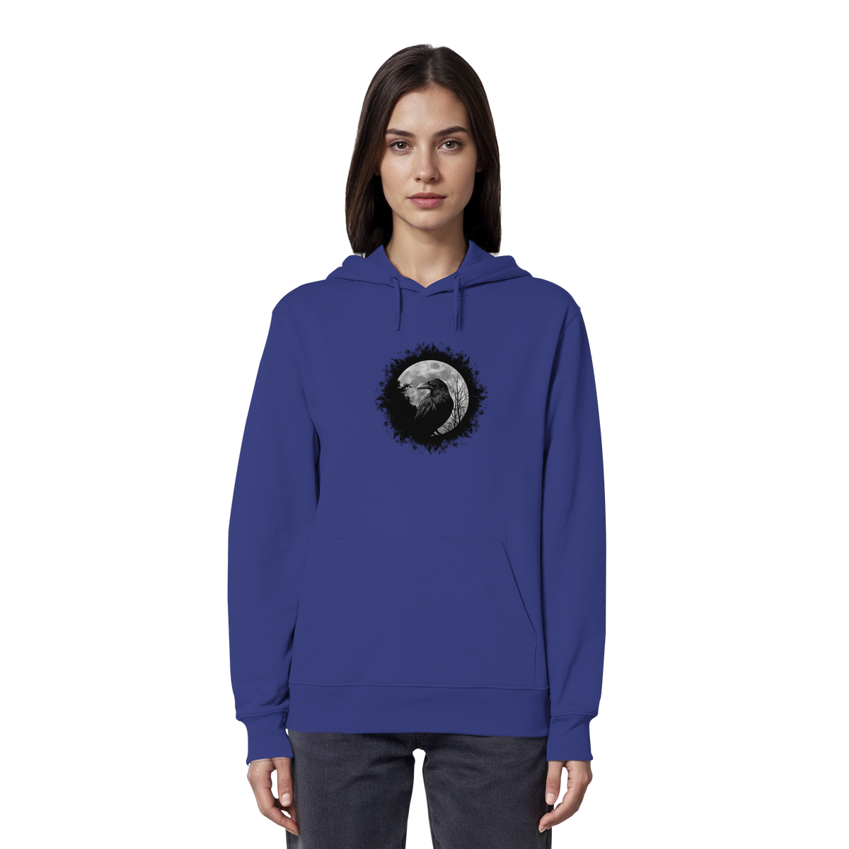 Schwarzer Rabe bei Vollmond  - Organic Hoodie
