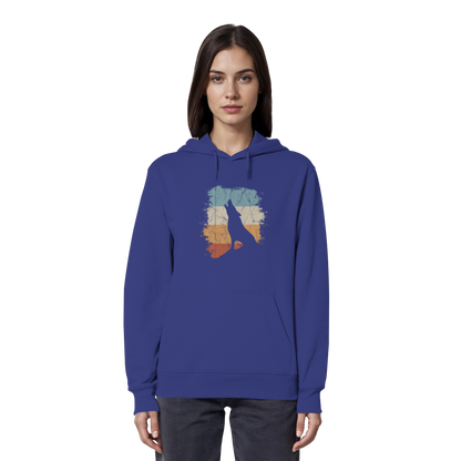 Retro Style lässig heulender Wolf  - Organic Hoodie