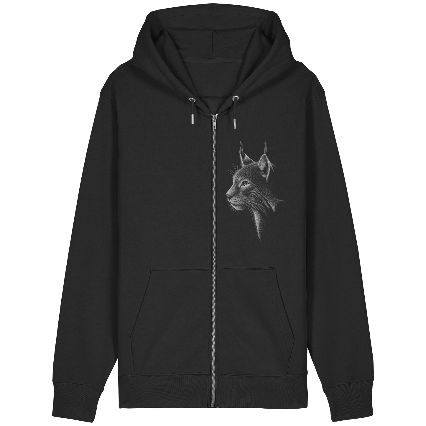 Luchs Kritzelkunst Wildkatze Illustration - Organic Relaxed Zipper