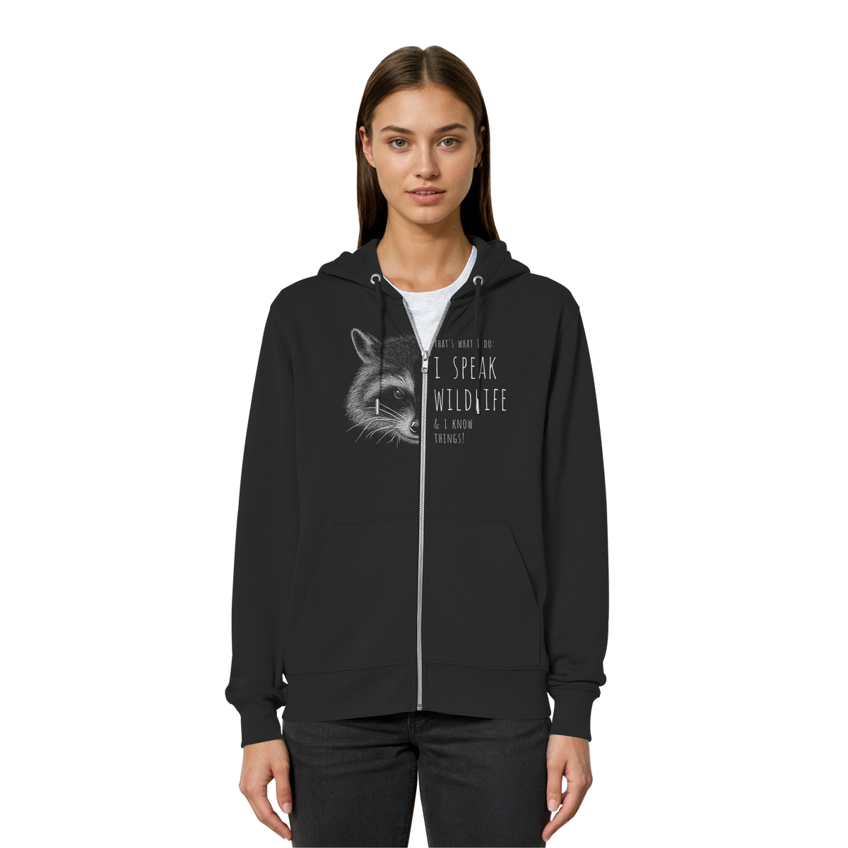 I Speak Wildlife And I Know Waschbär - Organic Relaxed Zipper