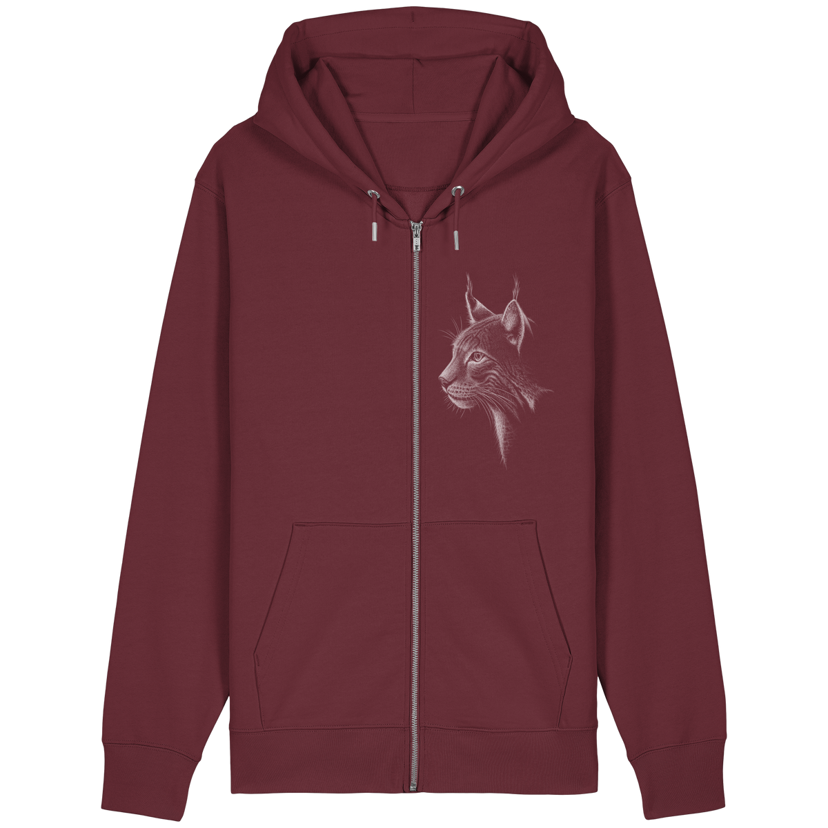 Luchs Kritzelkunst Wildkatze Illustration - Organic Relaxed Zipper