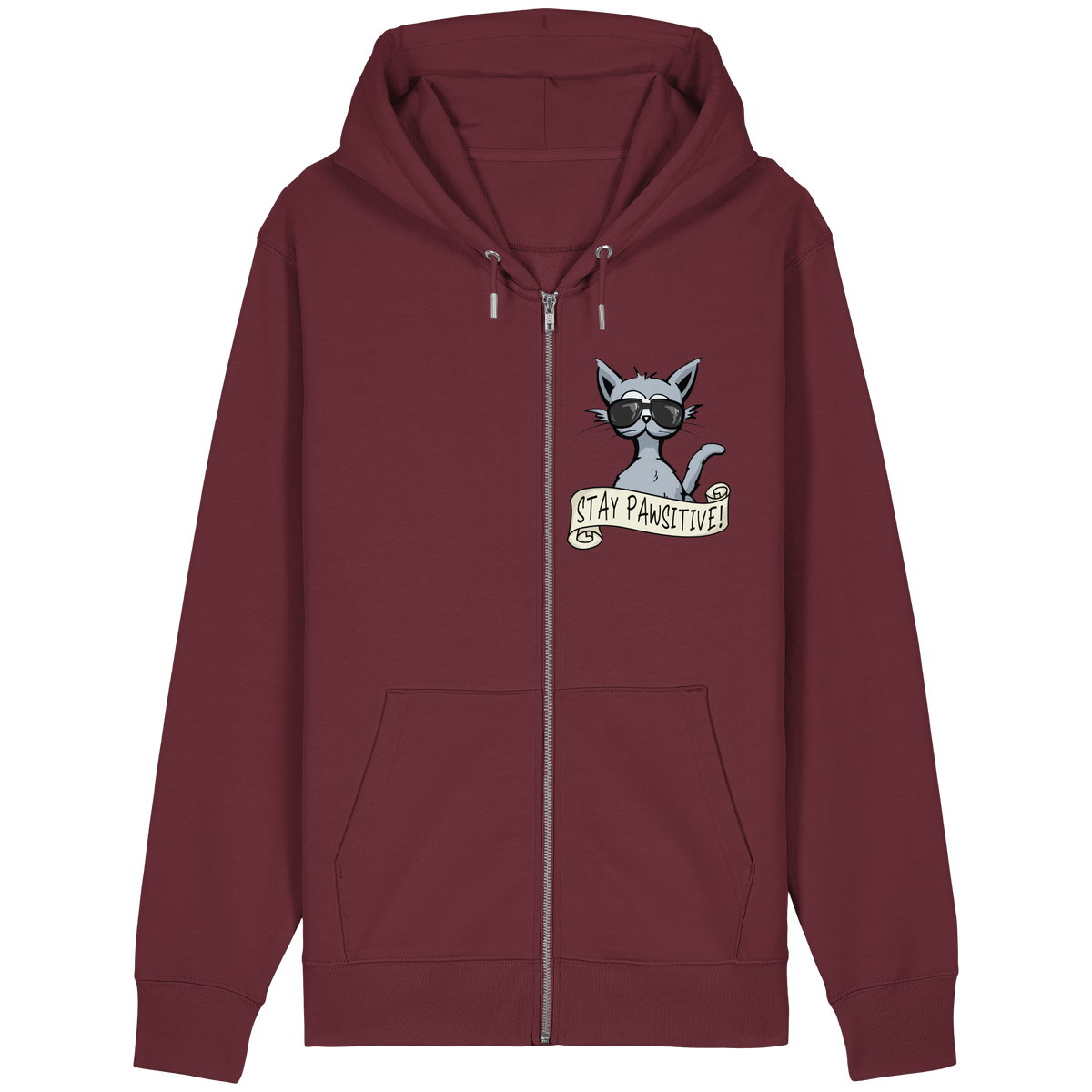 Stay Pawsitive Bleib lässig Hipster Katze - Organic Relaxed Zipper