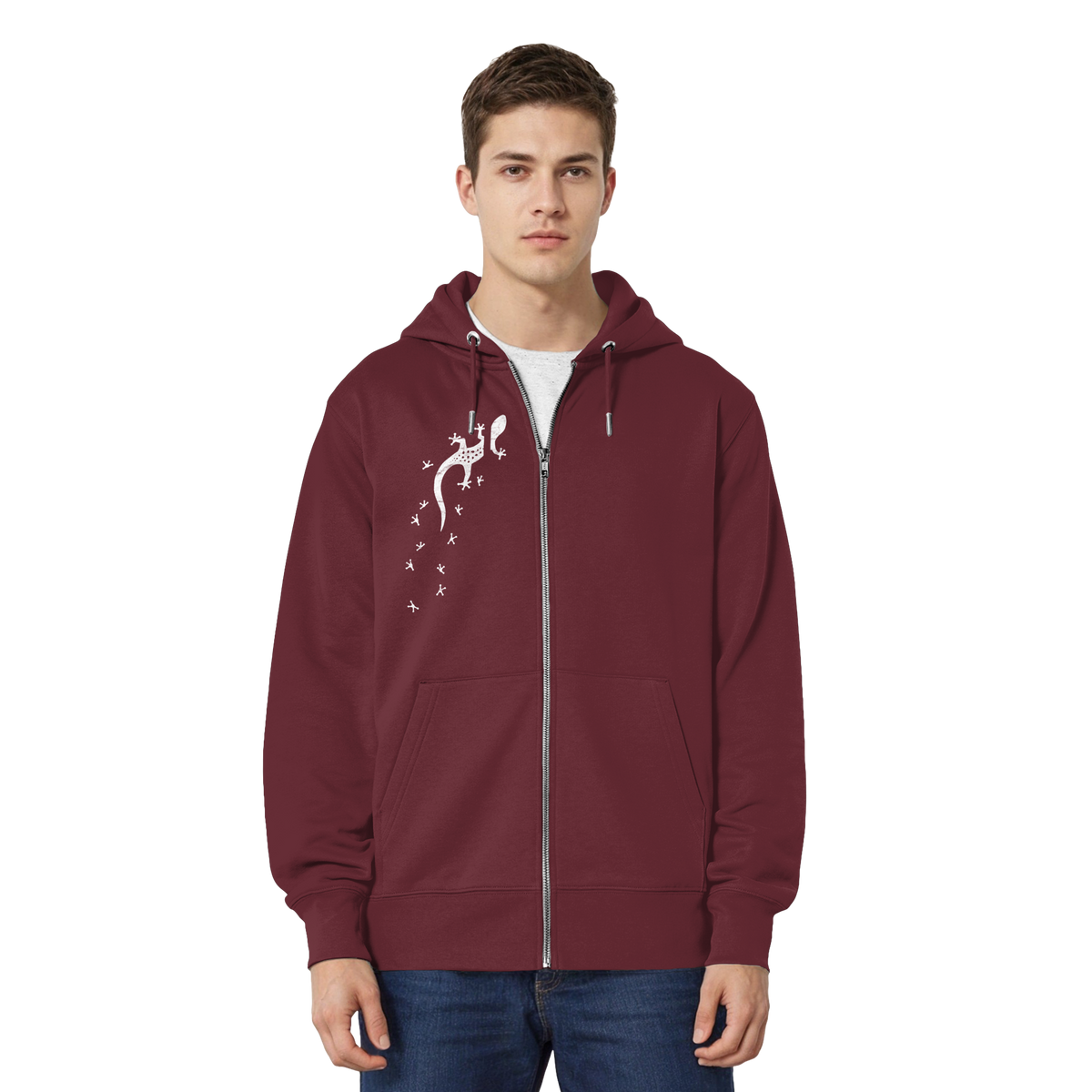 Gecko Eidechse Silhouette hell - Organic Relaxed Zipper