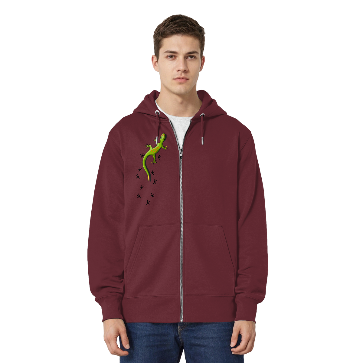 Kletternder Gecko mit Spuren - Organic Relaxed Zipper