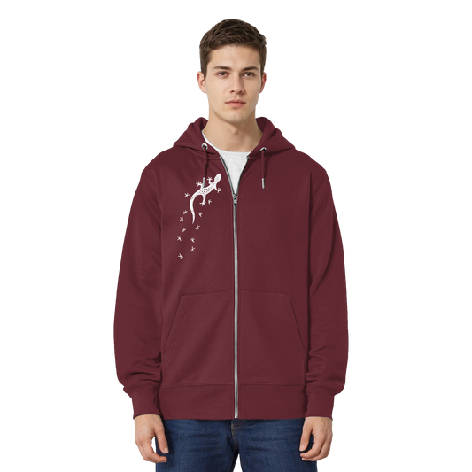 Gecko Eidechse Silhouette hell - Organic Relaxed Zipper