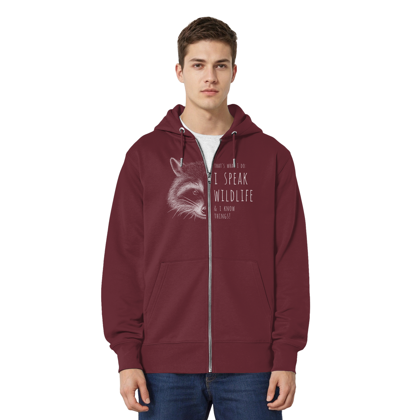 I Speak Wildlife And I Know Waschbär - Organic Relaxed Zipper