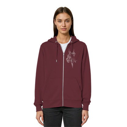 Luchs Kritzelkunst Wildkatze Illustration - Organic Relaxed Zipper
