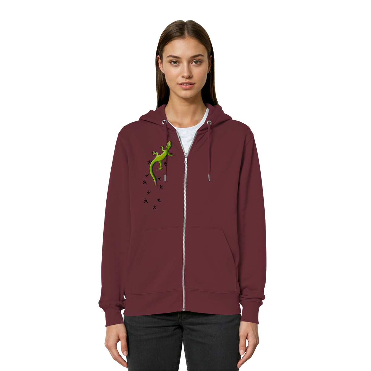 Kletternder Gecko mit Spuren - Organic Relaxed Zipper