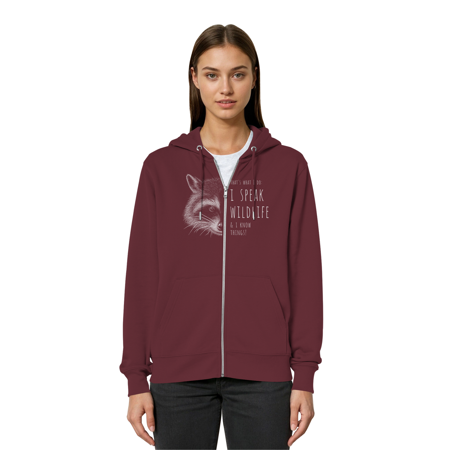 I Speak Wildlife And I Know Waschbär - Organic Relaxed Zipper