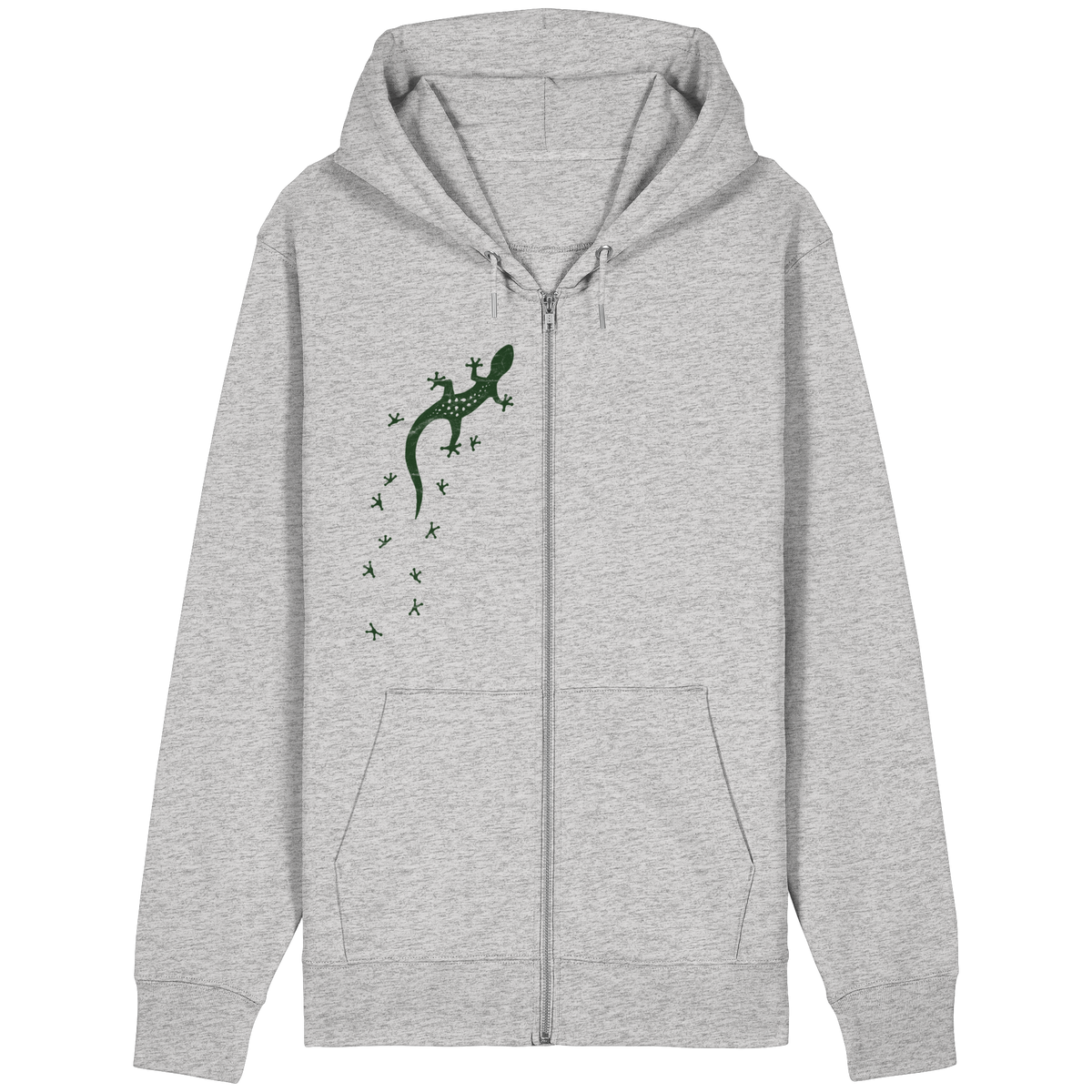 Gecko Eidechse Silhouette dunkel - Organic Relaxed Zipper